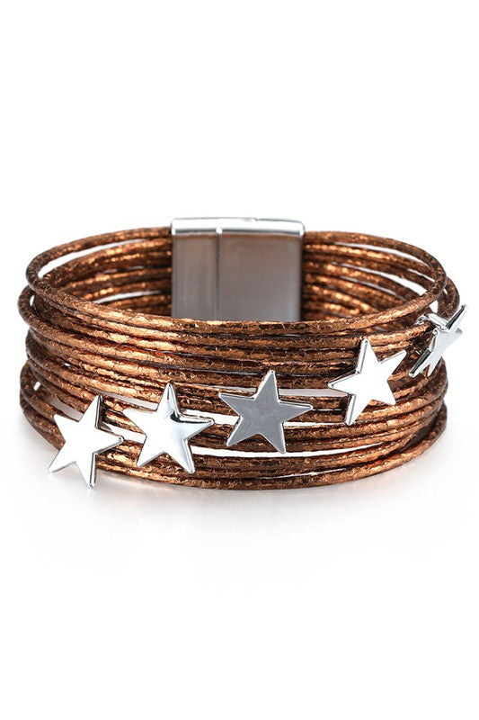 Rising Star Bronze Leather Bracelet