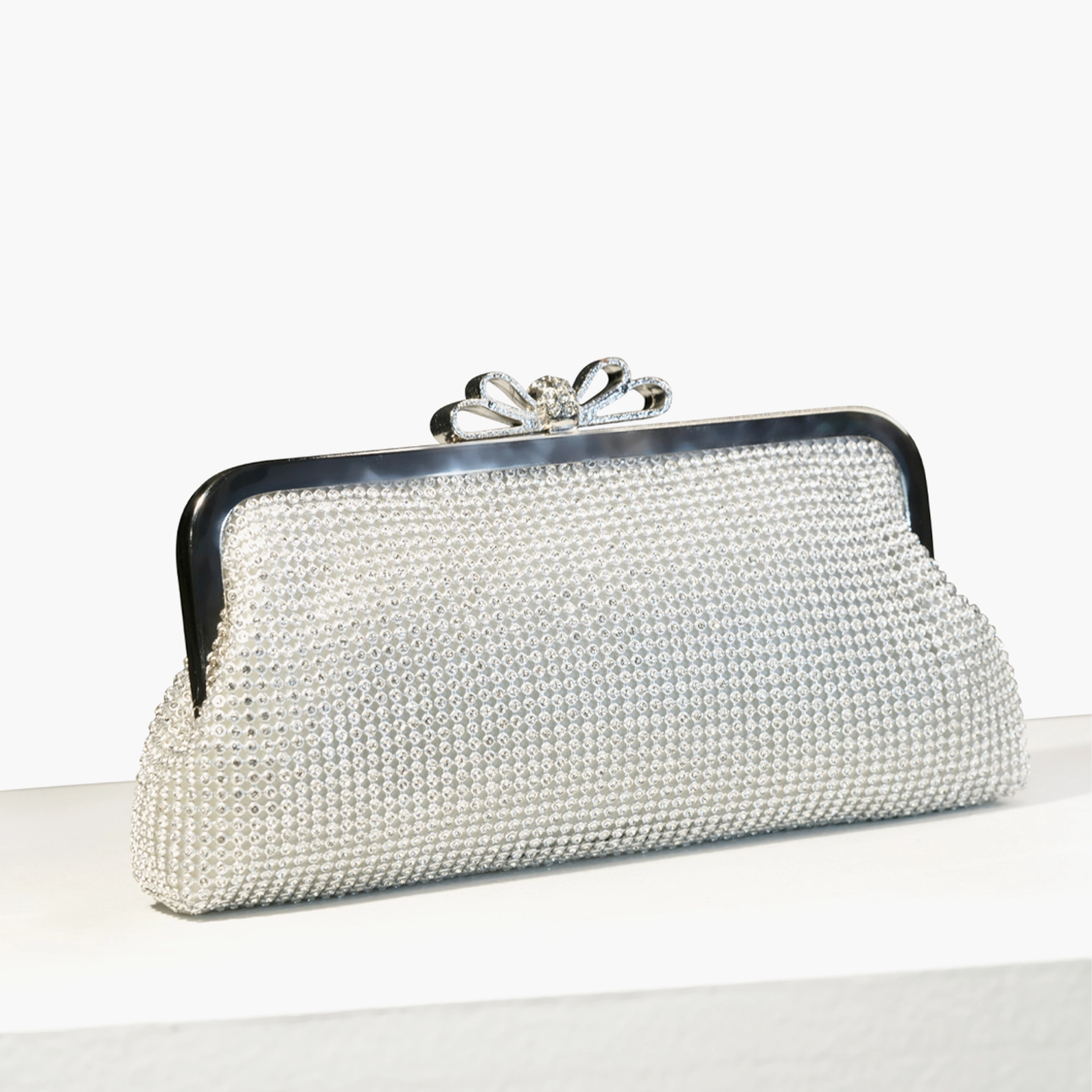 Time To Shine Silver Crossbody Clutch