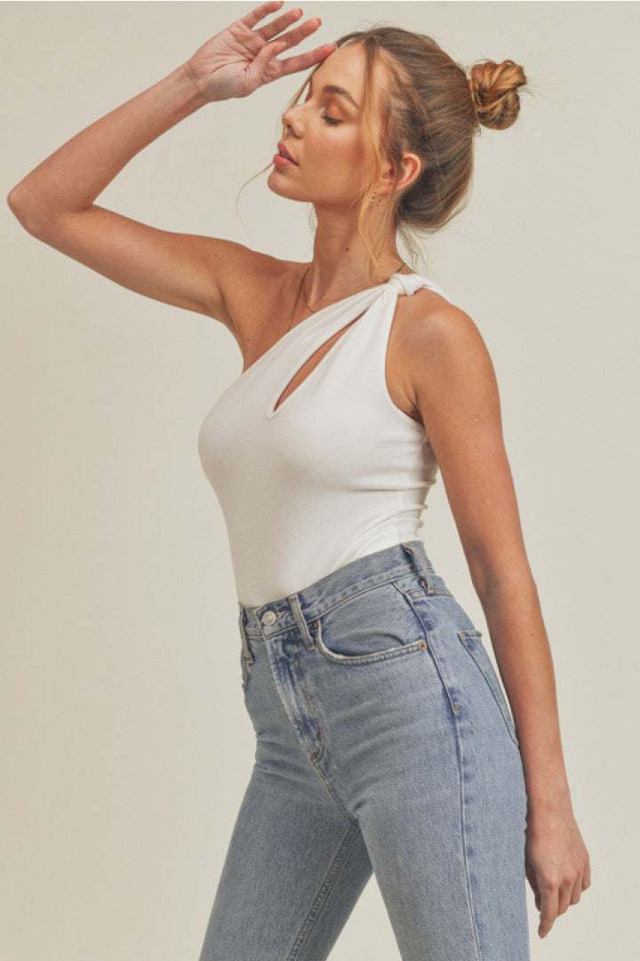 Impress Me White One-Shoulder Bodysuit