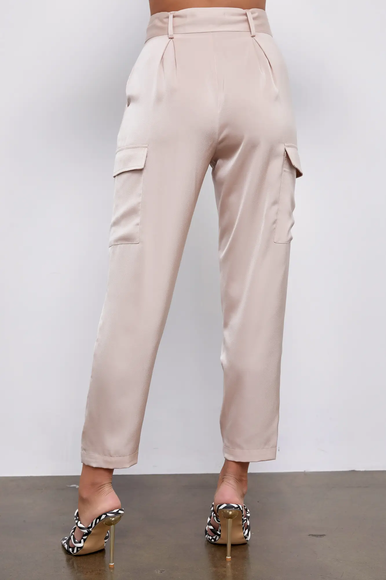 Pure Decadence High-Rise Champagne Satin Pant