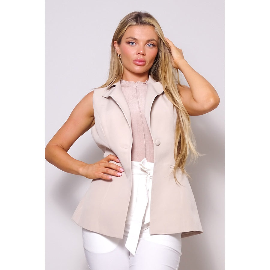 Kendall Taupe Sleeveless Blazer